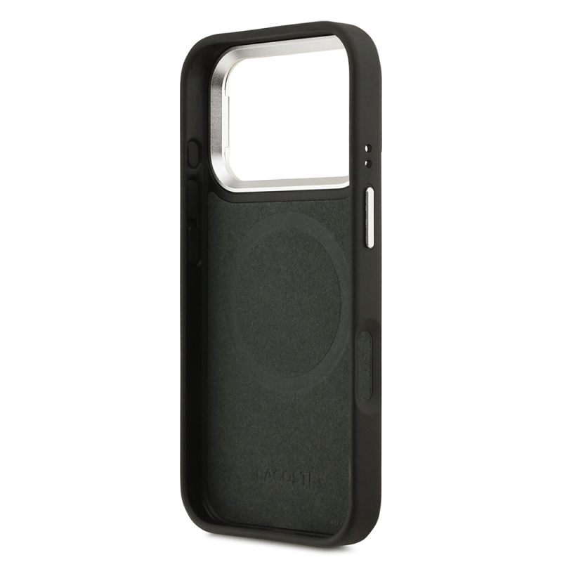 Apple iPhone 17 Pro Kılıf Lacoste Orjinal Lisanslı M-safe Şarj Özellikli PU Pike Desenli Standlı Metal Logolu Kapak - 25