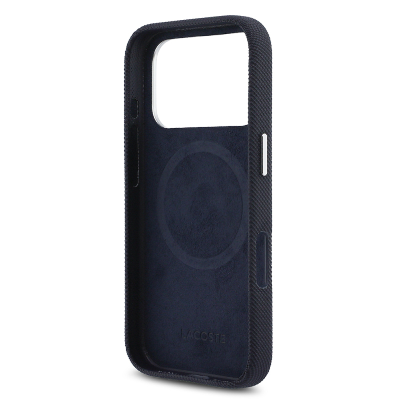 Apple iPhone 17 Pro Kılıf Lacoste Orjinal Lisanslı M-Safe Şarj Özellikli PVC Pike Desenli Arka Yüzey İkonik Timsah Dokuma Logolu Kapak - 21