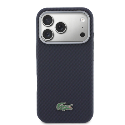 Apple iPhone 17 Pro Kılıf Lacoste Orjinal Lisanslı M-Safe Şarj Özellikli PVC Yarı Pike Desenli Arka Yüzey İkonik Timsah Dokuma Logolu Kapak - 9