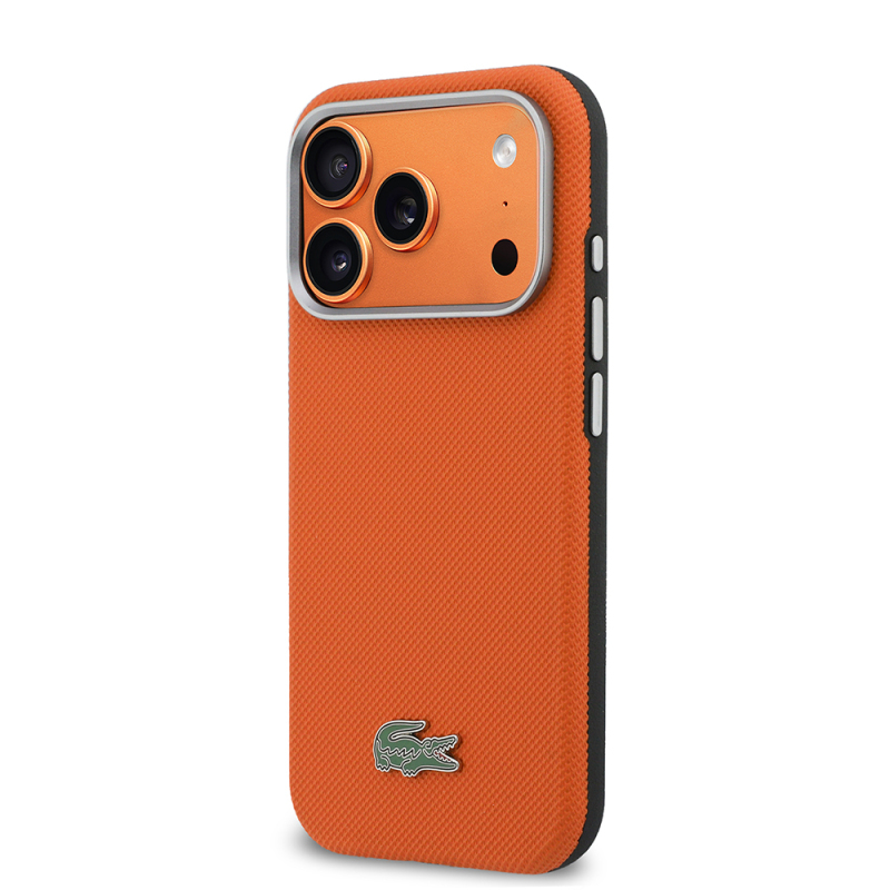 Apple iPhone 17 Pro Kılıf Lacoste Orjinal Lisanslı M-Safe Şarj Özellikli PVC Yarı Pike Desenli Arka Yüzey İkonik Timsah Dokuma Logolu Kapak - 3