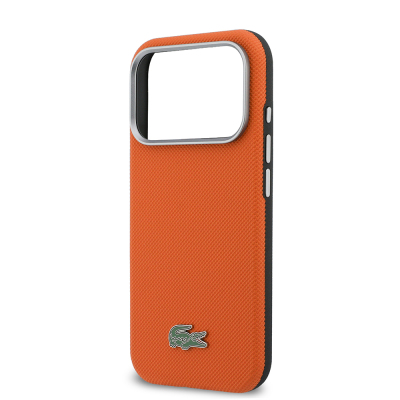 Apple iPhone 17 Pro Kılıf Lacoste Orjinal Lisanslı M-Safe Şarj Özellikli PVC Yarı Pike Desenli Arka Yüzey İkonik Timsah Dokuma Logolu Kapak - 6