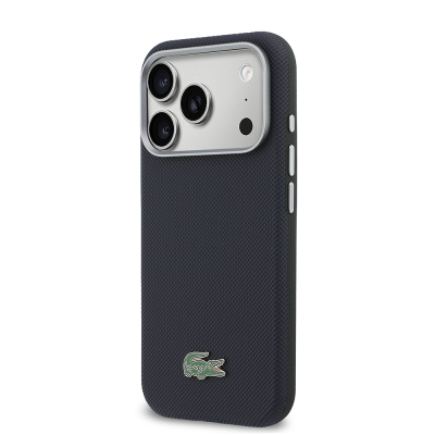 Apple iPhone 17 Pro Kılıf Lacoste Orjinal Lisanslı M-Safe Şarj Özellikli PVC Yarı Pike Desenli Arka Yüzey İkonik Timsah Dokuma Logolu Kapak - 8