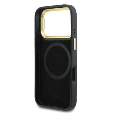 Apple iPhone 17 Pro Kılıf Lacoste Orjinal Lisanslı M-safe Şarj Özellikli Standlı PU Deri Karışık Monogram Desenli Kapak - 24