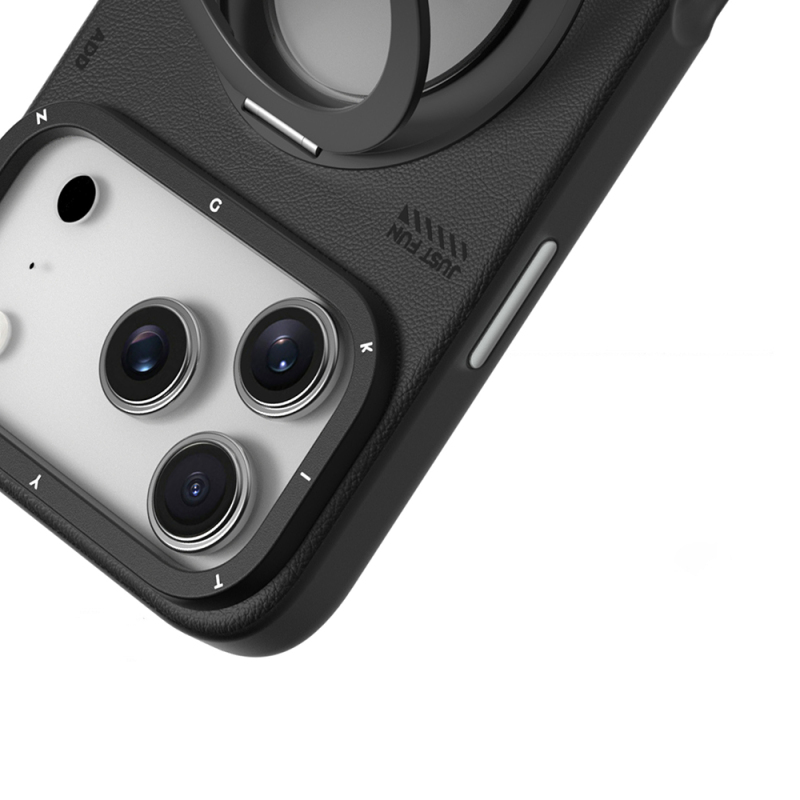 Apple iPhone 17 Pro Kılıf M-safe Şarj Özellikli 360 Derece Standlı Basit Mat Deri Desenli Youngkit Tech Leather Serisi Kapak - 12