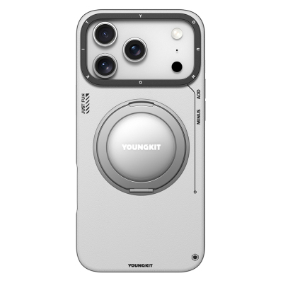 Apple iPhone 17 Pro Kılıf M-safe Şarj Özellikli 360 Derece Standlı Basit Mat Deri Desenli Youngkit Tech Leather Serisi Kapak - 4