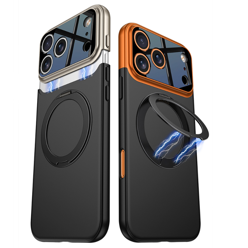 Apple iPhone 17 Pro Kılıf M-safe Şarj Özellikli 360 Derece Standlı Çift Parçalı Zore Torino Kapak - 14