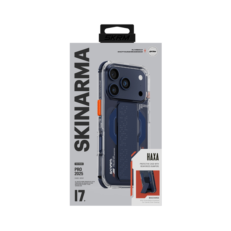 Apple iPhone 17 Pro Kılıf M-Safe Şarj Özellikli Airbag Tasarımlı Standlı Skinarma Haxa Kapak - 16