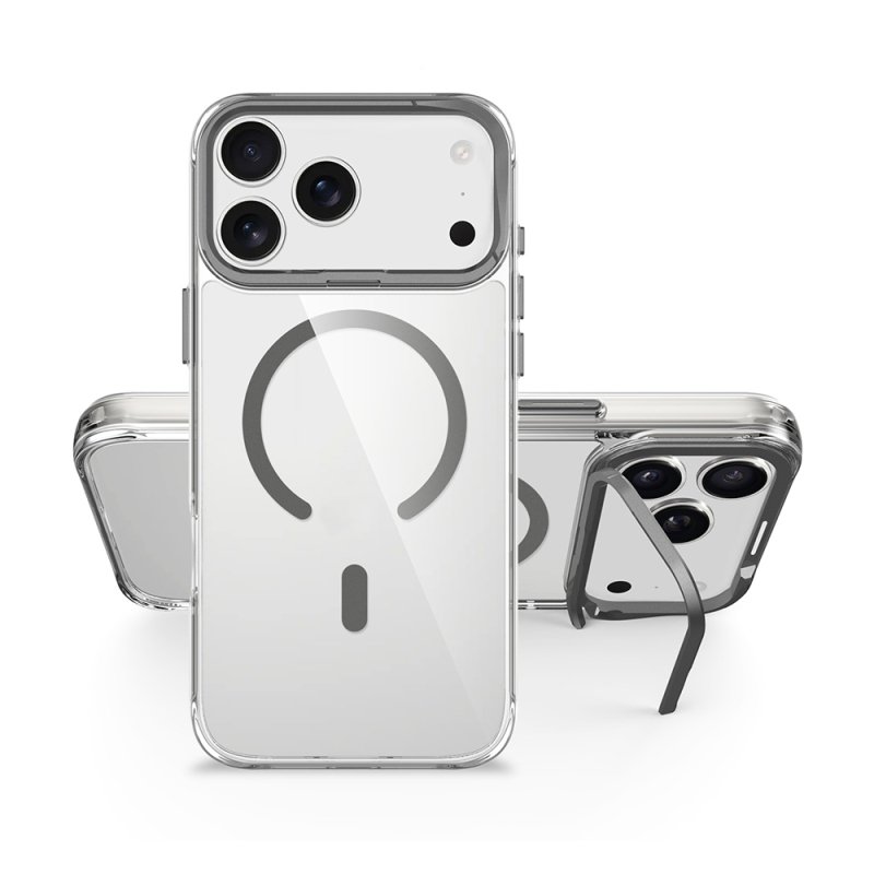 Apple iPhone 17 Pro Kılıf M-safe Şarj Özellikli Airbagli Kamera Standlı Zore Azor Kapak - 12