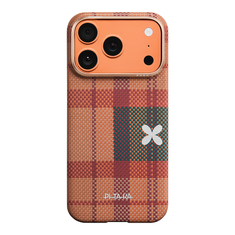Apple iPhone 17 Pro Kılıf M-safe Şarj Özellikli Aramid Fiber Pitaka Flora in Grid Serisi Kapak - 1