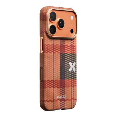 Apple iPhone 17 Pro Kılıf M-safe Şarj Özellikli Aramid Fiber Pitaka Flora in Grid Serisi Kapak - 3