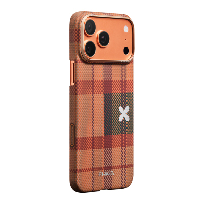 Apple iPhone 17 Pro Kılıf M-safe Şarj Özellikli Aramid Fiber Pitaka Flora in Grid Serisi Kapak - 7