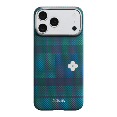 Apple iPhone 17 Pro Kılıf M-safe Şarj Özellikli Aramid Fiber Pitaka Flora in Grid Serisi Kapak - 6