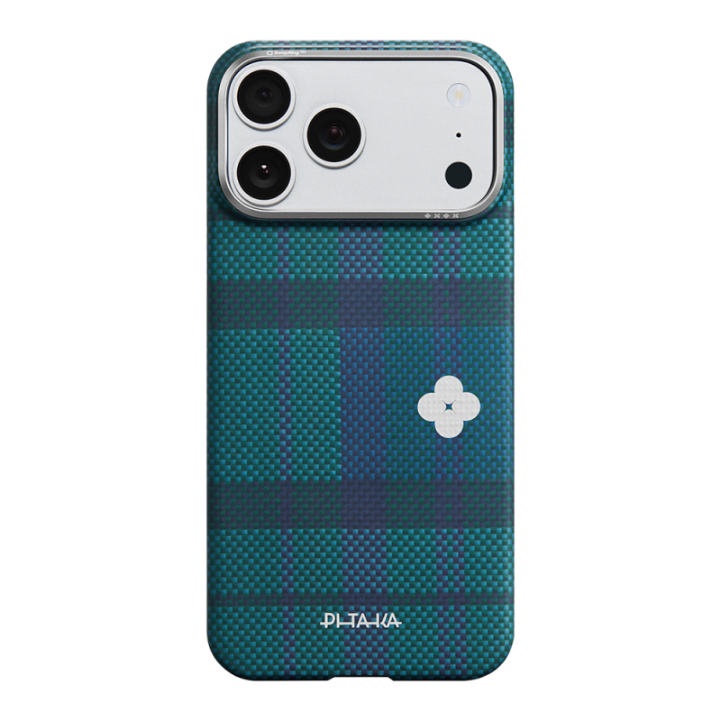 Apple iPhone 17 Pro Kılıf M-safe Şarj Özellikli Aramid Fiber Pitaka Flora in Grid Serisi Kapak - 6