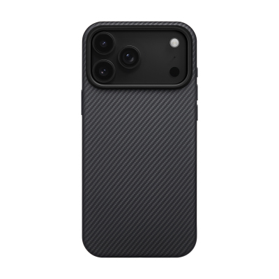 Apple iPhone 17 Pro Kılıf M-safe Şarj Özellikli Aramid Fiber Pitaka Military-Grade Classic Serisi Black-Grey Twill Kapak - 1