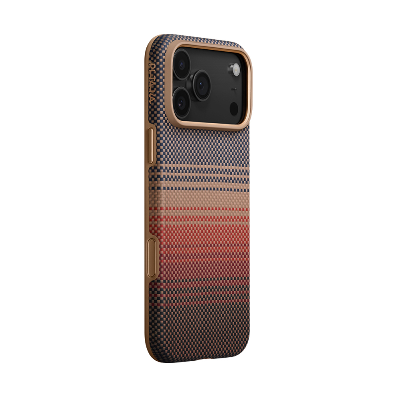 Apple iPhone 17 Pro Kılıf M-safe Şarj Özellikli Aramid Fiber Pitaka Military-Grade Sunset-Moonrise Serisi Sunset Kapak - 3