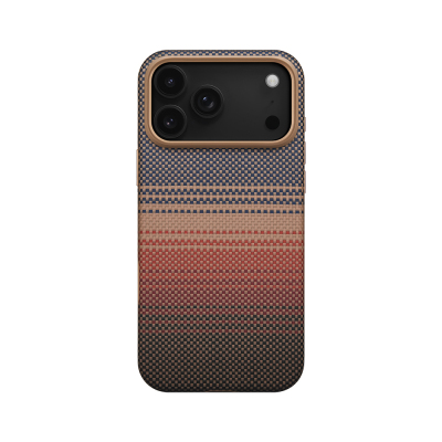 Apple iPhone 17 Pro Kılıf M-safe Şarj Özellikli Aramid Fiber Pitaka Military-Grade Sunset-Moonrise Serisi Sunset Kapak - 2