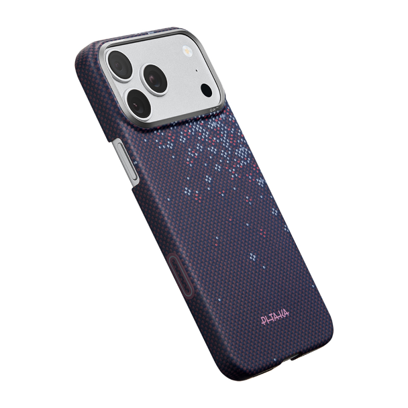 Apple iPhone 17 Pro Kılıf M-safe Şarj Özellikli Aramid Fiber Pitaka Sakura Hours Serisi Kapak - 5