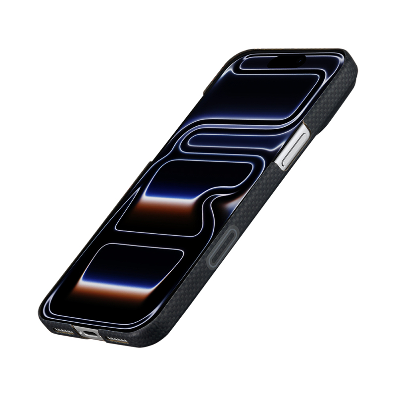 Apple iPhone 17 Pro Kılıf M-safe Şarj Özellikli Aramid Fiber Pitaka Sakura Hours Serisi Kapak - 7