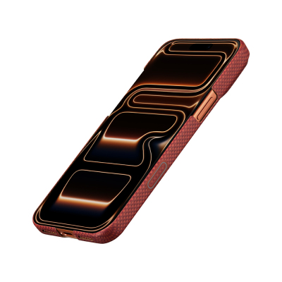 Apple iPhone 17 Pro Kılıf M-safe Şarj Özellikli Aramid Karbon Fiber Pitaka Sakura Hours Serisi Kapak - 18
