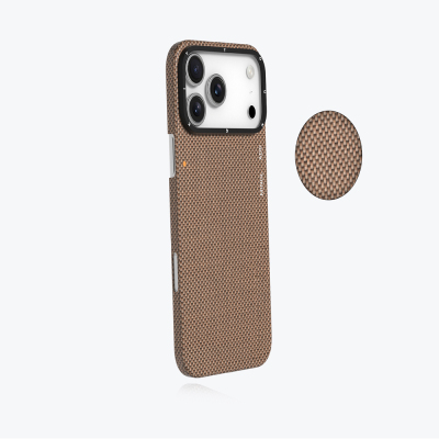 Apple iPhone 17 Pro Kılıf M-safe Şarj Özellikli Aramid Fiber Youngkit 1500D Kevlar Extreme Wing Titanyum-Gold Serisi Kapak - 10