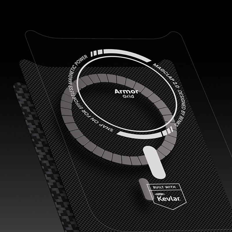 Apple iPhone 17 Pro Kılıf M-Safe Şarj Özellikli Benks ArmorPro ArmorGrid Serisi Kevlar Kapak - 11