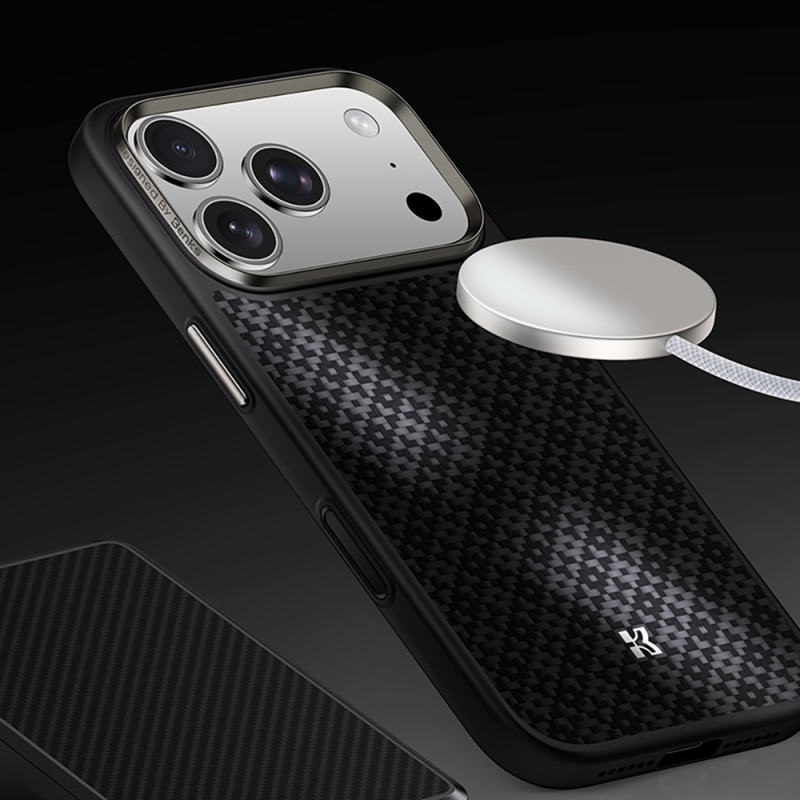 Apple iPhone 17 Pro Kılıf M-Safe Şarj Özellikli Benks ArmorPro ArmorGrid Serisi Kevlar Kapak - 13