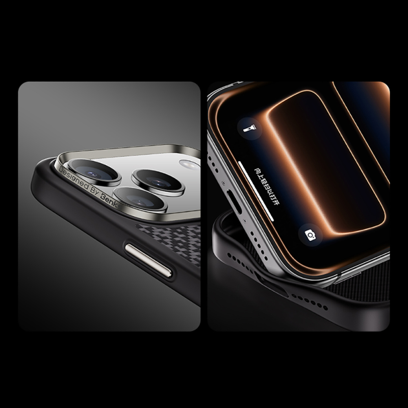 Apple iPhone 17 Pro Kılıf M-Safe Şarj Özellikli Benks ArmorPro ArmorGrid Serisi Kevlar Kapak - 14