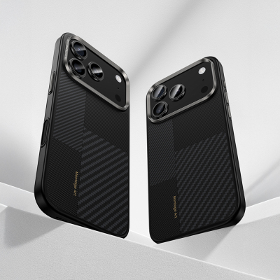 Apple iPhone 17 Pro Kılıf M-safe Şarj Özellikli Karbon Fiber Benks Montage Hybrid ArmorPro Kevlar Kapak - 6