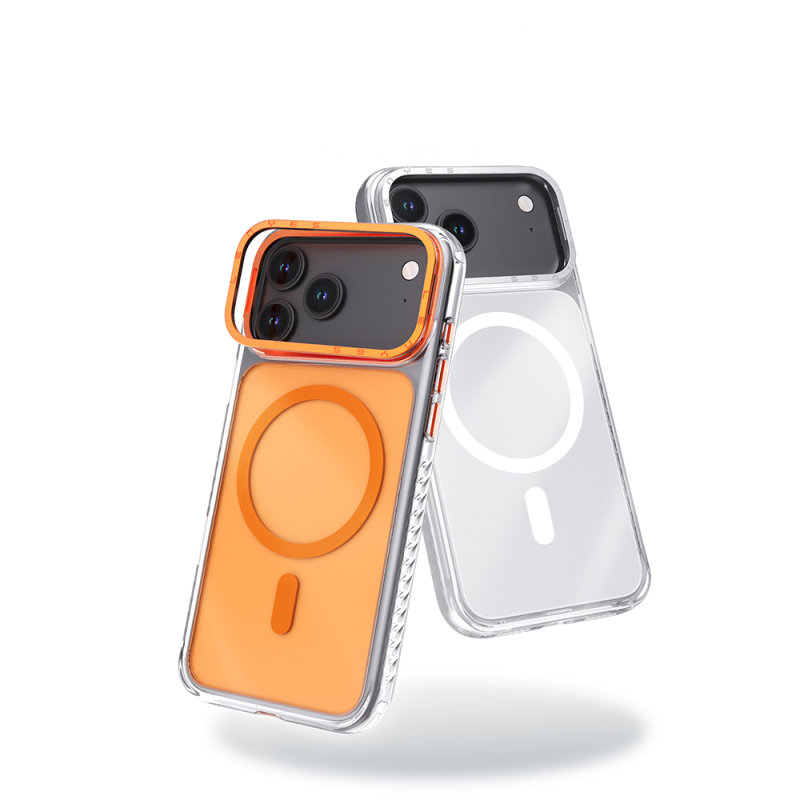 Apple iPhone 17 Pro Kılıf M-safe Şarj Özellikli Metal Kamera Çerçeveli Airbag Tasarımlı Lenyes CK221 Sert PC Kapak - 4