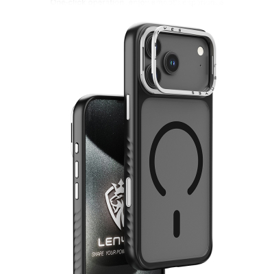 Apple iPhone 17 Pro Kılıf M-safe Şarj Özellikli Metal Kamera Standlı Lenyes CK226 PC Kapak - 3