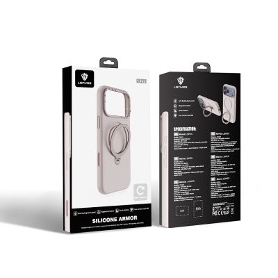 Apple iPhone 17 Pro Kılıf M-safe Şarj Özellikli Metal Standlı Sıvı Silikon Lenyes CK223 Kapak - 13