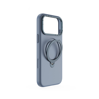 Apple iPhone 17 Pro Kılıf M-safe Şarj Özellikli Metal Standlı Sıvı Silikon Lenyes CK223 Kapak - 3