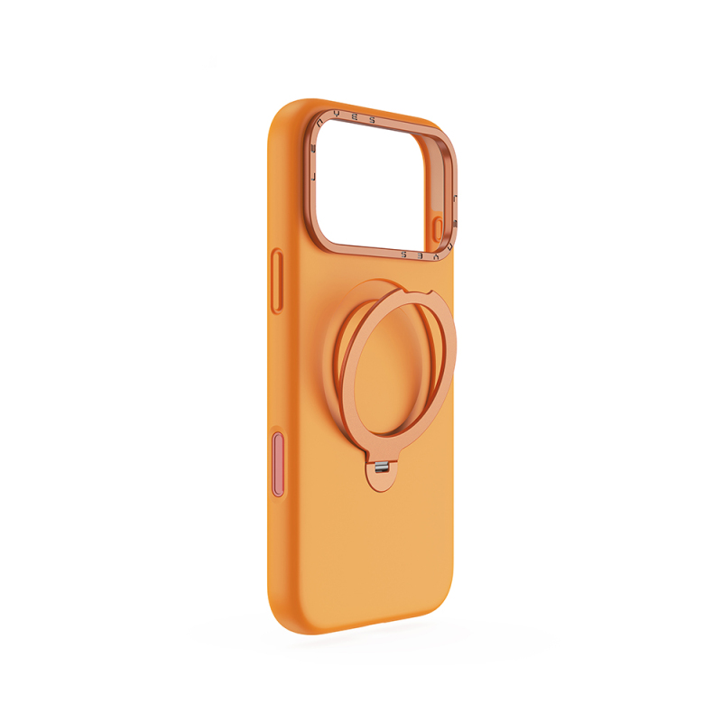 Apple iPhone 17 Pro Kılıf M-safe Şarj Özellikli Metal Standlı Sıvı Silikon Lenyes CK223 Kapak - 5