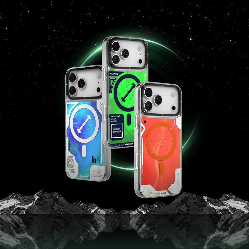 Apple iPhone 17 Pro Kılıf M-safe Şarj Özellikli Parlak Kumlu Sıvılı Tasarımlı Galaxy Fantasy Serisi Kapak - 16