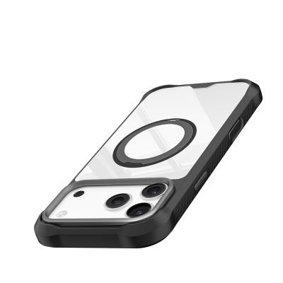 Apple iPhone 17 Pro Kılıf M-safe Şarj Özellikli Parmak Ring Standlı Airbag Tasarımlı Mutural Obsidian Serisi Kapak - 5