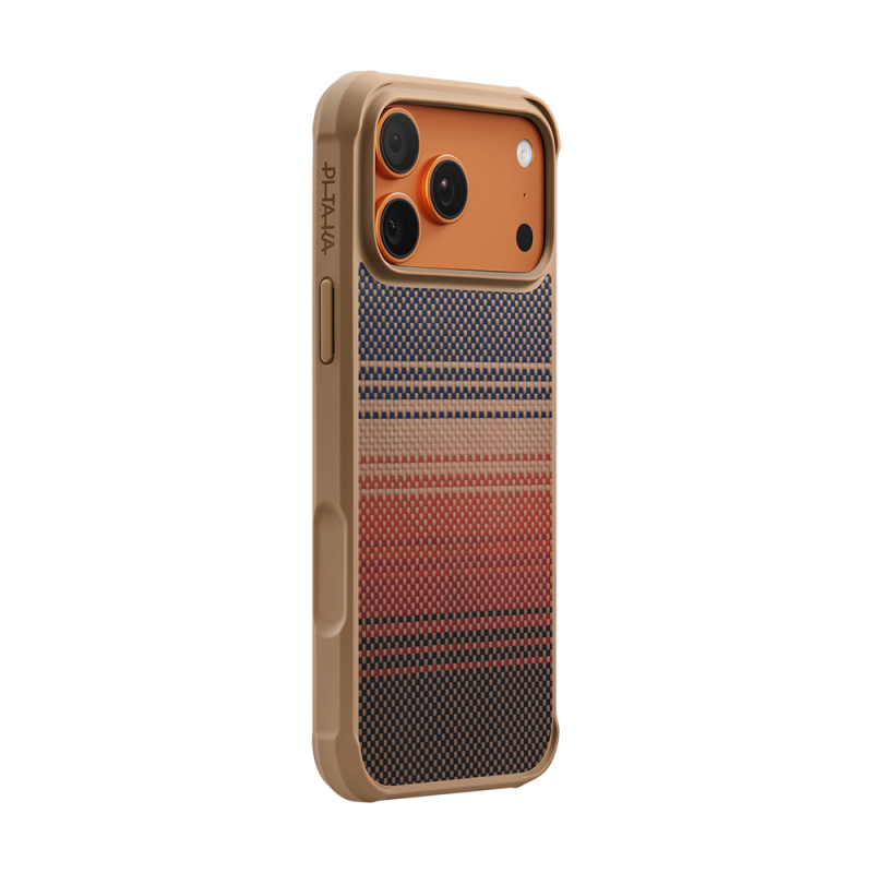Apple iPhone 17 Pro Kılıf M-safe Şarj Özellikli Pitaka Tactile Woven Sunset-Moonrise Aramid Pro Guard Serisi Kapak - 3