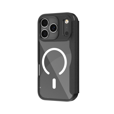 Apple iPhone 17 Pro Kılıf M-Safe Şarj Özellikli Raptic Air Folio Şeffaf Kartlıklı Kapaklı Kılıf - 10