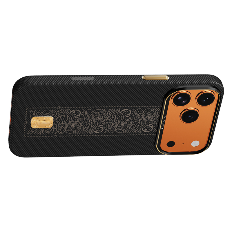 Apple iPhone 17 Pro Kılıf M-safe Şarj Özellikli Raptic Aramid Skin Rise Serisi 24 Ayar Altın Kaplamalı Kapak - 5