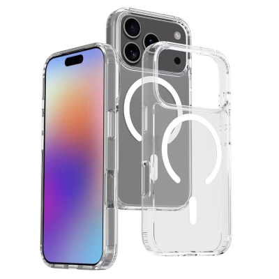 Apple iPhone 17 Pro Kılıf M-safe Şarj Özellikli Şeffaf Sert PC Zore Embos Kapak - 2