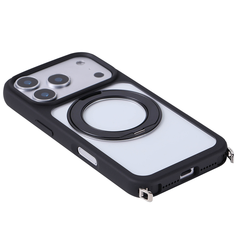Apple iPhone 17 Pro Kılıf M-Safe Şarj Özellikli Standlı Zore Piza Silikon Kapak - 5