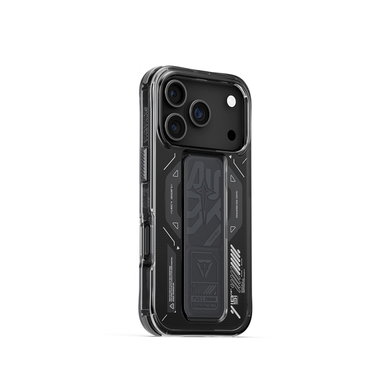 Apple iPhone 17 Pro Kılıf M-safe Şarj Özellikli Teknoloji Desenli Skinarma Helio Mag Charge Standlı Kapak - 8