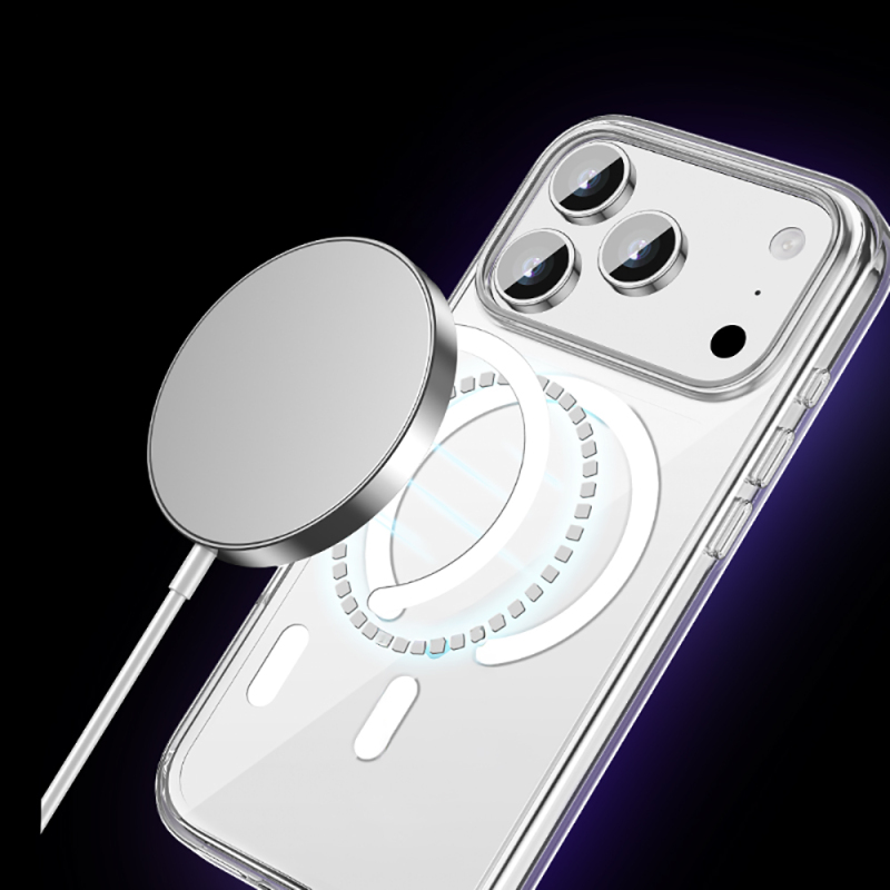 Apple iPhone 17 Pro Kılıf M-safe Şarj Özellikli Transparan Sert PC Wlons Pita Kapak - 8