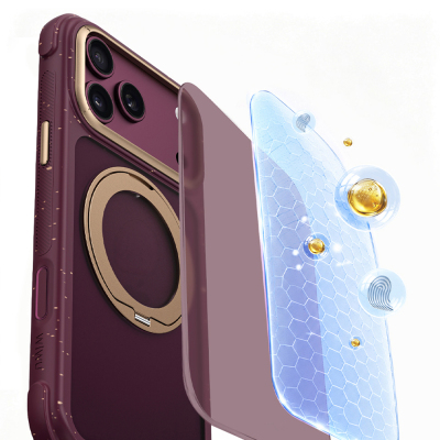 Apple iPhone 17 Pro Kılıf M-safe Şarj Özellikli Wiwu AA-203 AeroArmor Ultra Serisi Airbag Tasarımlı Standlı Kapak - 6