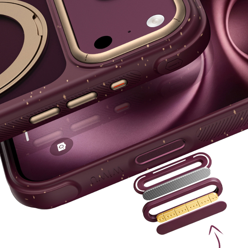 Apple iPhone 17 Pro Kılıf M-safe Şarj Özellikli Wiwu AA-203 AeroArmor Ultra Serisi Airbag Tasarımlı Standlı Kapak - 10