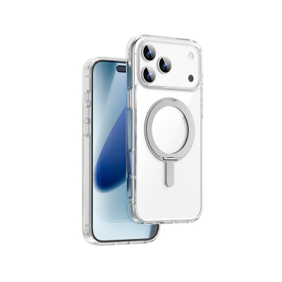 Apple iPhone 17 Pro Kılıf M-safe Şarj Özellikli Wiwu MCC-201 iShield Ultra Serisi Standlı Crystal Sert PC Kapak - 2