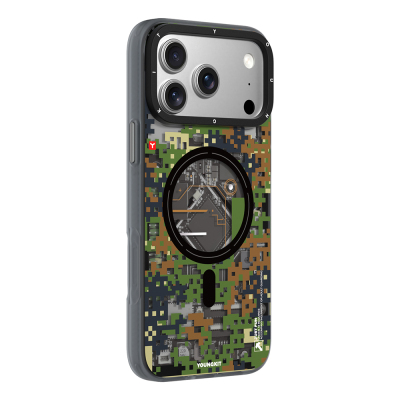 Apple iPhone 17 Pro Kılıf M-Safe Şarj Özellikli Youngkit Camouflage Sykell Serisi Kapak - 5
