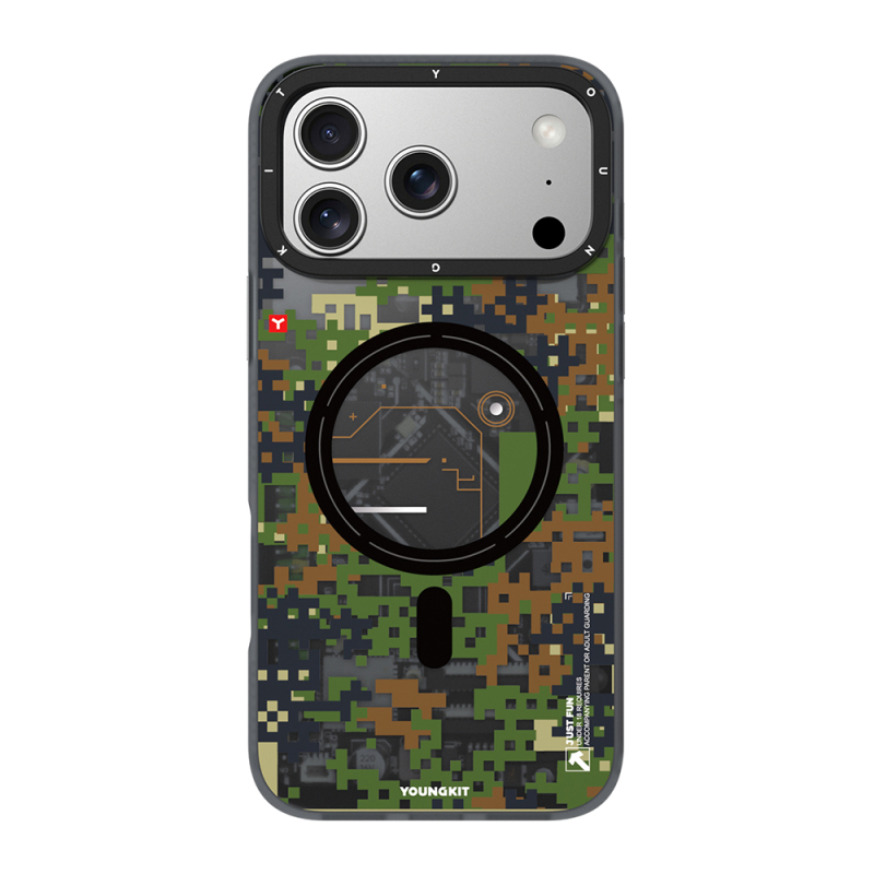 Apple iPhone 17 Pro Kılıf M-Safe Şarj Özellikli Youngkit Camouflage Sykell Serisi Kapak - 2