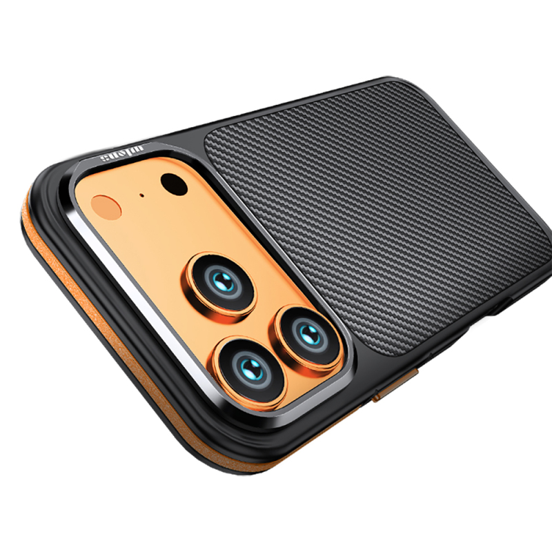 Apple iPhone 17 Pro Kılıf Mat Transparan Karbon Fiber Görünümlü Wlons Marin Kapak - 8