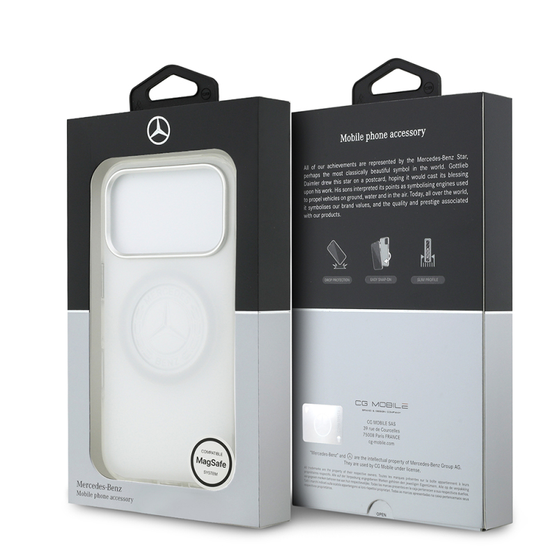 Apple iPhone 17 Pro Kılıf Mercedes Benz Orjinal Lisanslı M-safe Şarj Özellikli Buzlu PC Nostaljik Yıldız Dizayn Kapak - 17