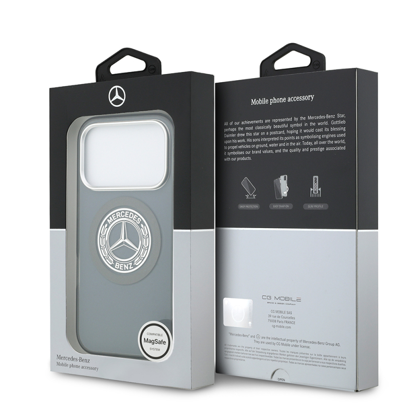 Apple iPhone 17 Pro Kılıf Mercedes Benz Orjinal Lisanslı M-safe Şarj Özellikli Çift Katmanlı PC Nostaljik Yıldız Dizayn Kapak - 30